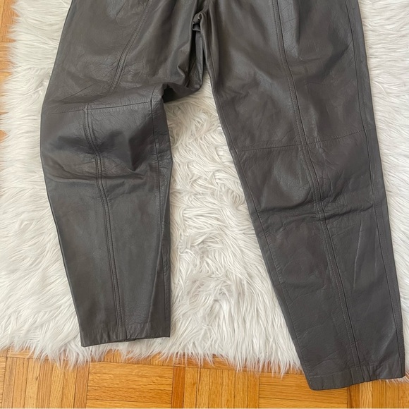 VINTAGE 100% Leather High Waist Pleat front Trousers Toffs - Picture 9 of 12